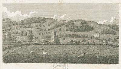 Wolseley - Colwich Church and Oakedge House: grawerowanie autorstwa Stebbing Shaw
