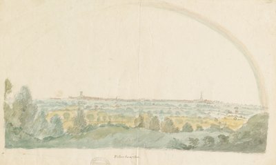 Wolverhampton - Daleki widok ze wzgórz Tettenhall: akwarela, nd [koniec XVIII w.] autorstwa Stebbing Shaw