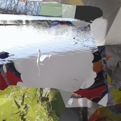 Abstrakcyjny kolaż „Biały łabędź” autorstwa Stefan Fransson