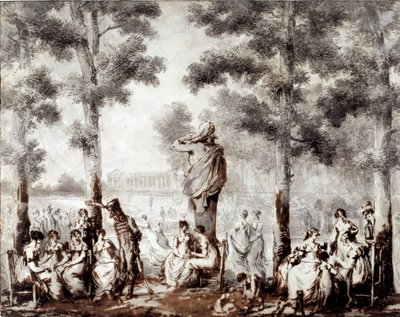 Widok na taras Tuileries w 1807 Światowe wyjście do parku. Rysunek Jean Pierre Norblin De La Gourdaine (1745-1830) 1807 Paryż, Musee Carnavalet autorstwa Stefan Juliusz Norblin de la Gourdaine