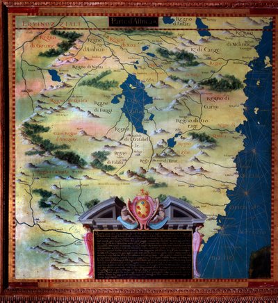 Republika Południowej Afryki (Mozambik) Mapa wykonana przez Stefano Bonsignori (?-1589) włoskiego kosmografa i malarza. Około 1581 r. Florencja, Palazzo Vecchio, Sala del Mappamondo autorstwa Stefano Buonsignori