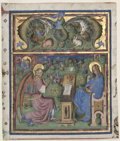 Początkowe M[issus est] wycięte z antyfonarza: Zwiastowanie, 1430-1438. autorstwa Stefano da Verona