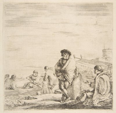 Stojący marynarz rozmawiający z siedzącym Lewantyńczykiem, ca. 1660. autorstwa Stefano della Bella