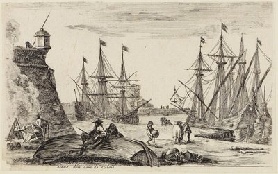 Widoki portów morskich (Vues de ports de mer): Widok na zakątek portu w Calais autorstwa Stefano della Bella