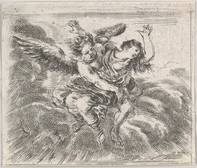 Boreas i Orithyia, z Game of Mythology Jeu de la Mythologie, 1644. autorstwa Stefano della Bella