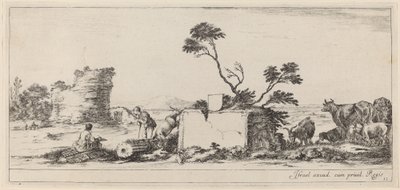 Scena Campagna ze szkicowaniem artystycznym w roku 1647 lub wcześniej. autorstwa Stefano della Bella