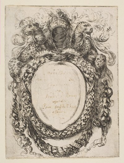 Kartusz w koronie hełmem i lampartami, 1647. autorstwa Stefano della Bella