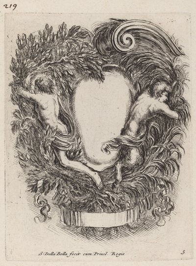 Kartusz z Apollo i Panem, 1647. autorstwa Stefano della Bella
