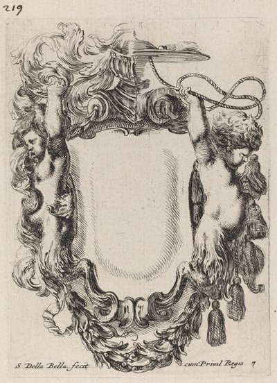 Kartusz z Dzieciątkiem Satyrów, 1647. autorstwa Stefano della Bella