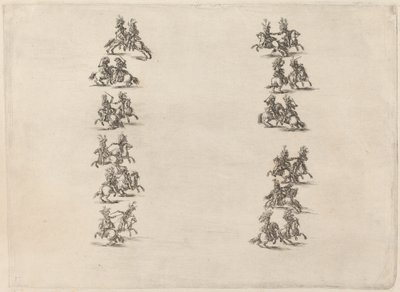 Kawalerowie walczący w dwóch kolumnach, 1652. autorstwa Stefano della Bella