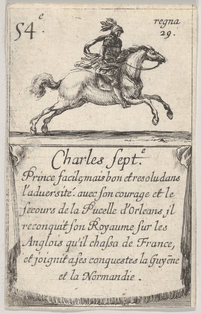 Charles Sept.-e Prince facile..., z Gry królów Francji Jeu des Rois de Fr..., 1644. autorstwa Stefano della Bella