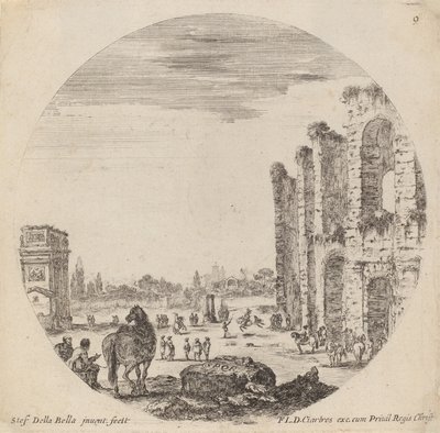 Koloseum i Łuk Konstantyna, 1646. autorstwa Stefano della Bella