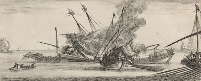Combat Naval (akwaforta na papierze wykładanym) autorstwa Stefano della Bella