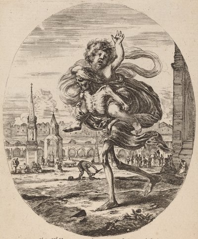 Śmierć niosąca dziecko na lewo, prawdopodobnie 1648. autorstwa Stefano della Bella
