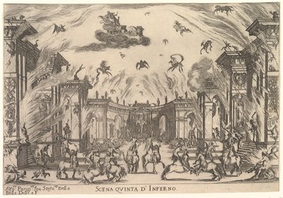 Piąta scena, Inferno, z Wesela bogów Le nozze degli Dei, 1637. autorstwa Stefano della Bella