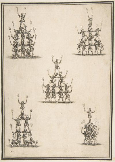 Pięć grup akrobatów, 1652. autorstwa Stefano della Bella