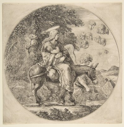 Ucieczka do Egiptu, kompozycja okrągła, ca. 1662. autorstwa Stefano della Bella