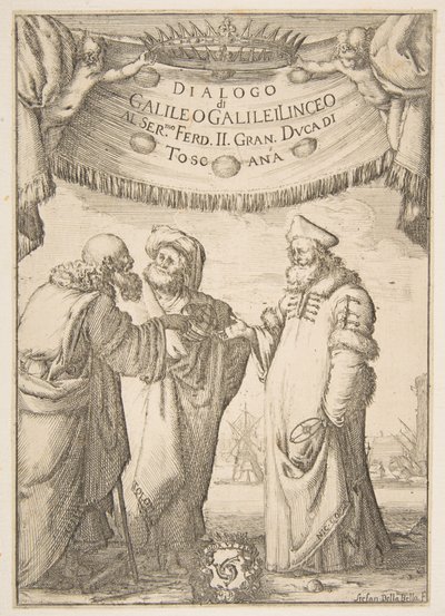 Frontyspis do dialogu Galileo Galilei, 1632. autorstwa Stefano della Bella