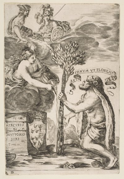 Frontyspis Il Mercurio, III: Herkules zakłada swój klub, 1652. autorstwa Stefano della Bella