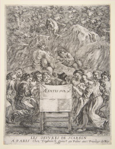 Frontyspis do Les Oeuvres de Scarron, 1649. autorstwa Stefano della Bella