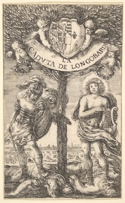 Frontyspis do Upadku Longobardi La Caduta de Longobardi, wiersze Sigismonda B..., 1656. autorstwa Stefano della Bella