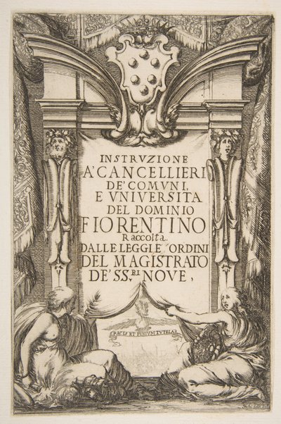 Frontyspis do Instruzione a Cancellieri, 1635. autorstwa Stefano della Bella