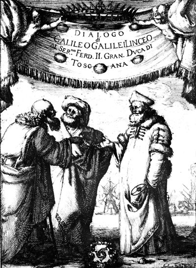Frontyspis Galileusza Dialogu systemów maksymalnych, 1632 autorstwa Stefano della Bella