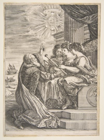 Galileusz i personifikacje Astronomii, Perspektywy i Matematyki, frontyspis do 