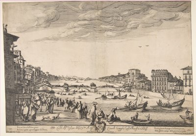 Gra na moście, Piza, 1634. autorstwa Stefano della Bella