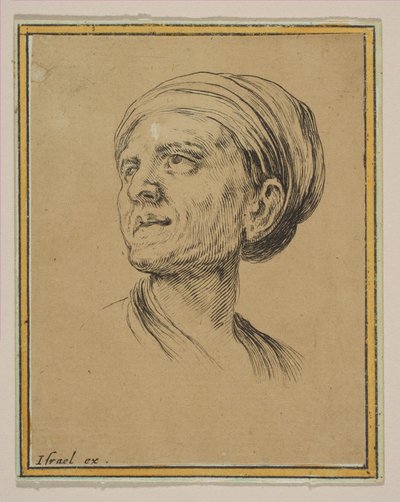 Głowa kobiety w widoku trzech czwartych, z książki Różne głowy i postacie Diverses tétes et..., 1650. autorstwa Stefano della Bella
