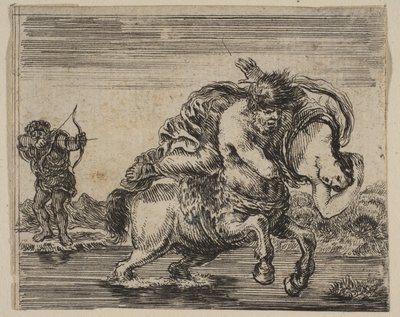 Herkules i Deianira z Game of Mythology Jeu de la Mythologie, 1644. autorstwa Stefano della Bella