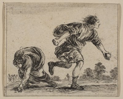 Hippomenes i Atalanta, z „Gry w mitologię” Jeu de la Mythologie, 1644. autorstwa Stefano della Bella