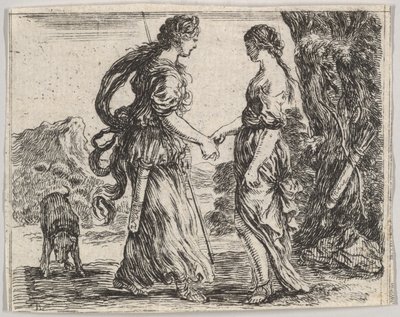 Jupiter i Calisto, z Game of Mythology Jeu de la Mythologie, 1644. autorstwa Stefano della Bella