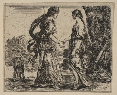 Jowisz i Kallisto z Game of Mythology Jeu de la Mythologie, 1644. autorstwa Stefano della Bella