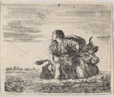 Jupiter i Europa, z Game of Mythology Jeu de la Mythologie, 1644. autorstwa Stefano della Bella