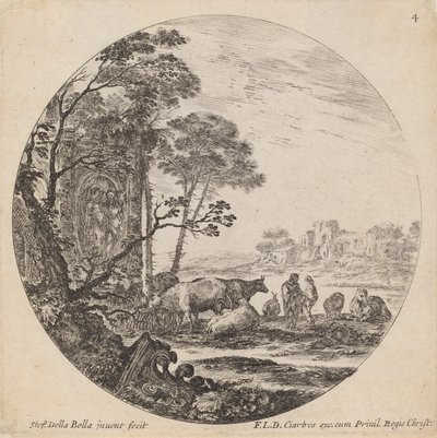 Krajobraz z ruinami rzymskimi, 1646. autorstwa Stefano della Bella