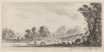 Krajobraz z pasterzem pilnującym swojej trzody w roku 1647 lub wcześniej. autorstwa Stefano della Bella