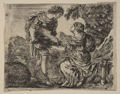 Meleager i Atalanta, z Game of Mythology Jeu de la Mythologie, 1644. autorstwa Stefano della Bella