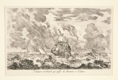 Zwykły statek płynący między Douvre a Calais, z serii Vues de ports de mar (Widoki na porty morskie) autorstwa Stefano della Bella
