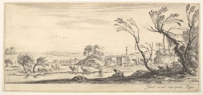 Ilustracja 2: pośrodku wieśniaczka zdejmująca buty, druga wieśniaczka i dwie k..., ok. godz. 1641. autorstwa Stefano della Bella