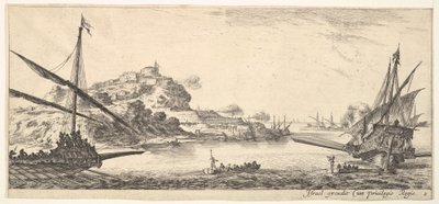 Tablica 8: Dziób kuchni po lewej i kolejna kuchnia po prawej, widok z tyłu..., ok. godz. 1641. autorstwa Stefano della Bella