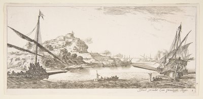 Tablica 8: Dziób kuchni po lewej i kolejna kuchnia po prawej, widok z tyłu..., ok. godz. 1641. autorstwa Stefano della Bella