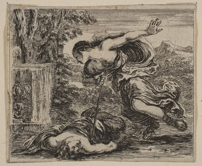 Pyramus i Thisbe, z Game of Mythology Jeu de la Mythologie, 1644. autorstwa Stefano della Bella