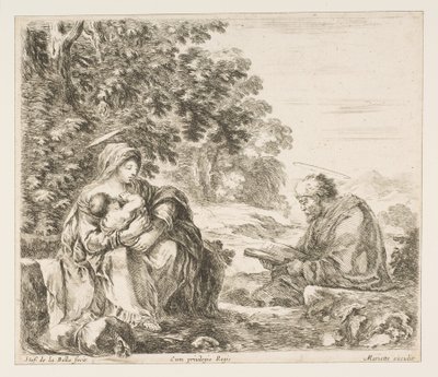 Odpocznij w locie do Egiptu, ok. godz. 1649. autorstwa Stefano della Bella