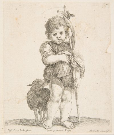 Św. Jan Chrzciciel trzymający złożoną szatę, ca. 1641. autorstwa Stefano della Bella