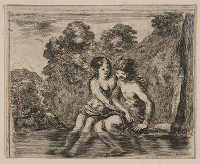 Salmacis i Hermafrodyta, z Game of Mythology Jeu de la Mythologie, 1644. autorstwa Stefano della Bella