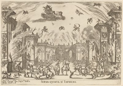 Piąta scena piekła, 1637. autorstwa Stefano della Bella