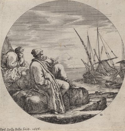 Port morski z dwoma tureckimi kupcami, 1656. autorstwa Stefano della Bella