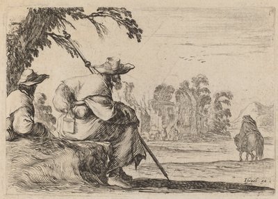 Siedzący pielgrzymi, 1642. autorstwa Stefano della Bella