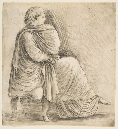 Siedząca kobieta w profilu po antycznej płaskorzeźbie, ca. 1660. autorstwa Stefano della Bella